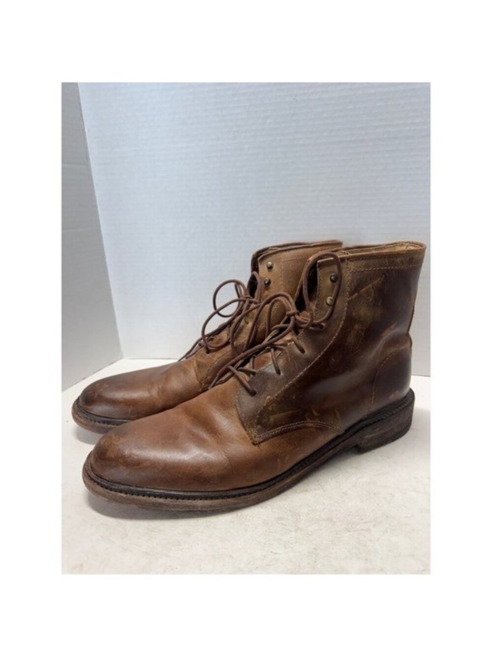 Frye Mens Brown Leather Lace Up Combat Boots 12 D 3487 4001 F